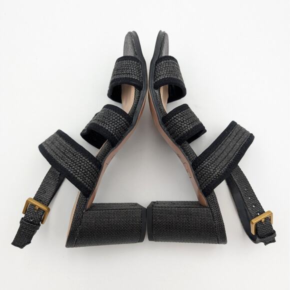Franco Sarto Buco Heeled Sandals Open Toe Women's Black Raffia Size US8.5M EU39 - Picture 8 of 8